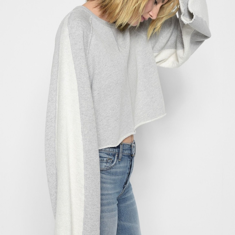 7 For All Mankind Flare Sleeve Crop Sweatshirt Size M, New With Tags!
